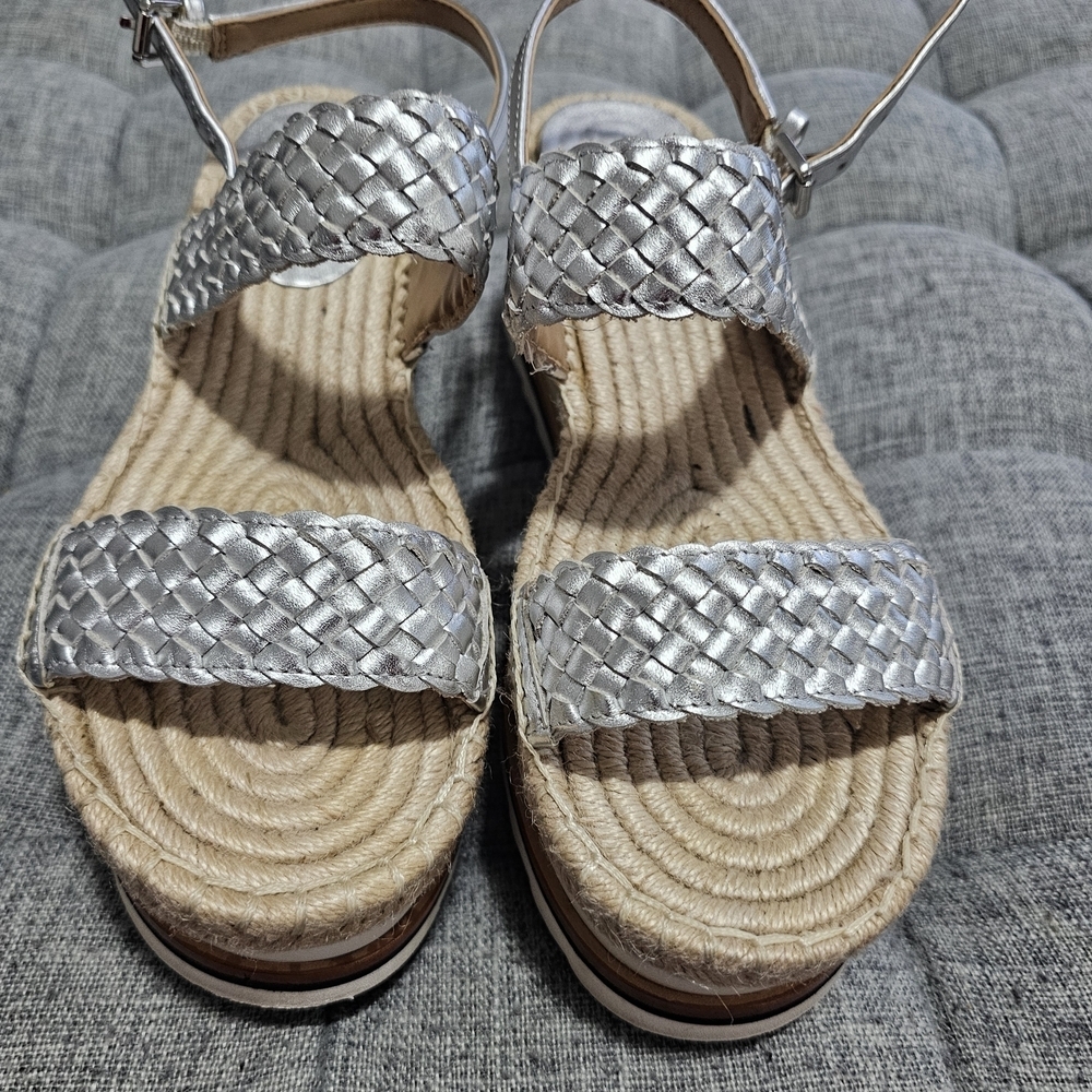 Marc Fisher Silver Braided Women's Sandals Platform Size 8m